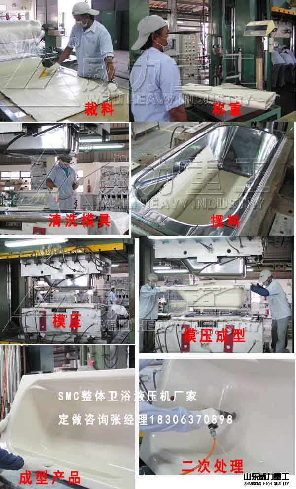 玻璃鋼復(fù)合材料浴缸模壓成型工藝步驟